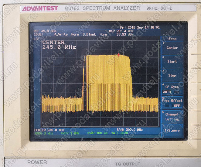 Тестирование частоты F2: 190-290 МГц - 40dbm / 10W